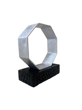 NEW Octagon Silver Colored Home Decor Sculpture